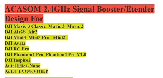 Extensore di segnale RF 2400MHz per droni Dji FPV EVO Alta efficienza